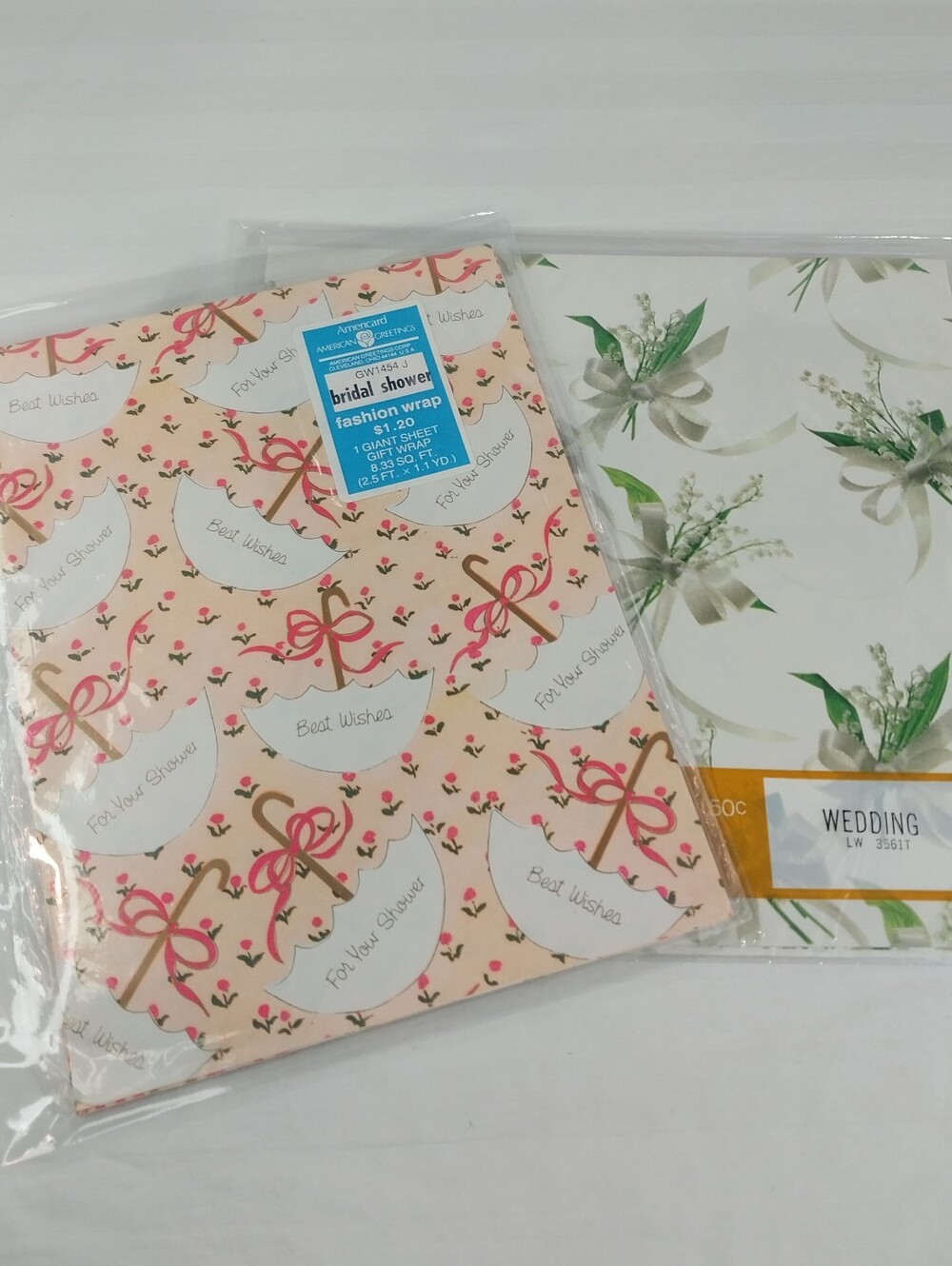 Vintage Bridal Shower and Wedding flat wrapping paper in original packaging